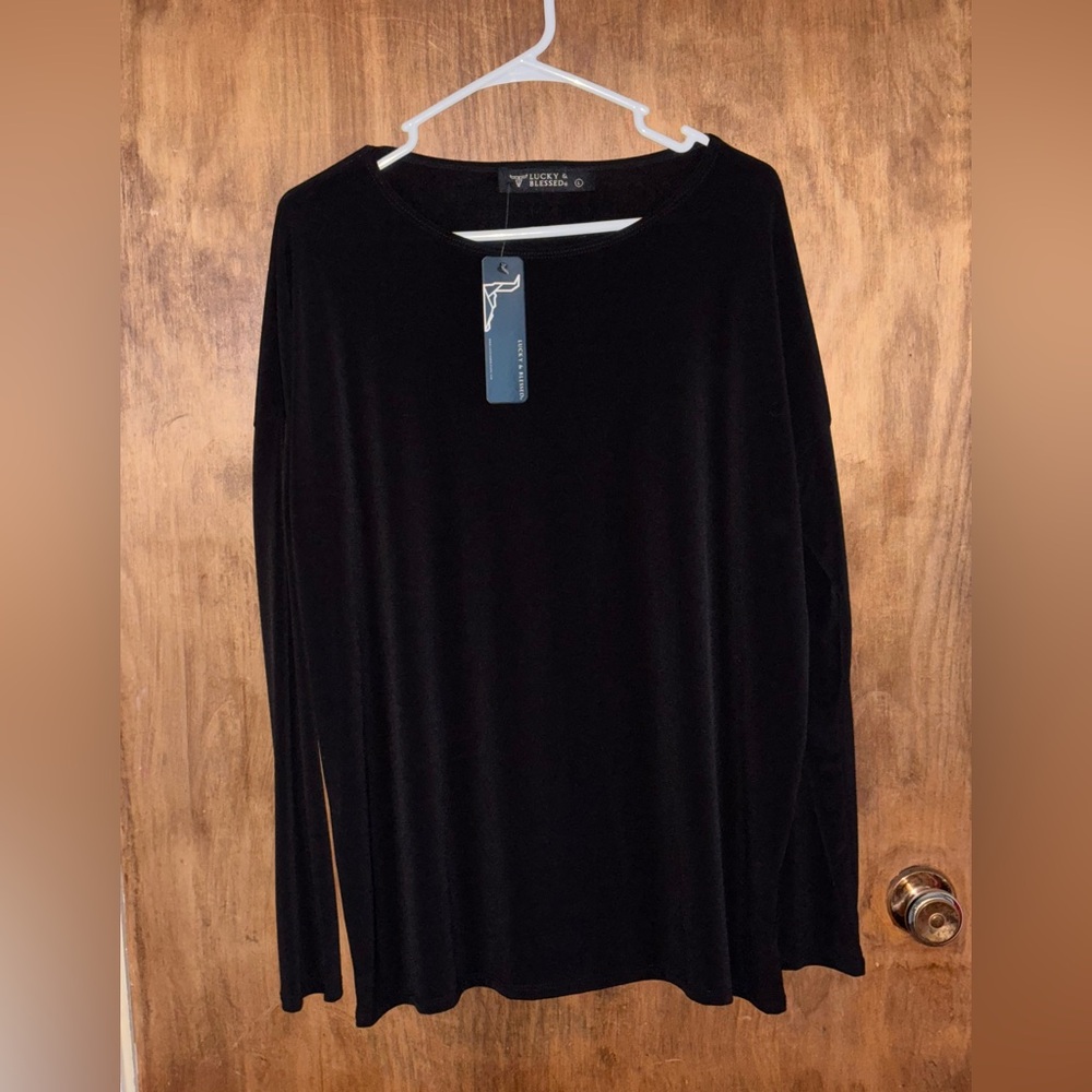 Lucky and Blessed black poly spandex blend size Large